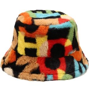 Oversized Colorful Fuzzy Adjustable Bucket Hat